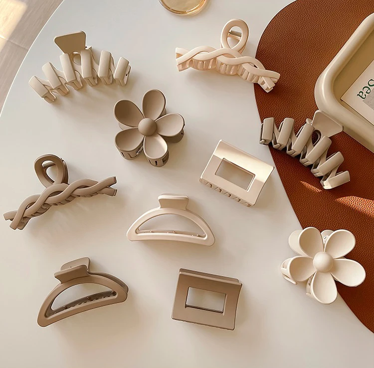 Hot Sales Autumn Winter Milky Color Hair Claw Clip Frosted Matte Flower Square Butterfly Shark Clip Hair Accessories For Women