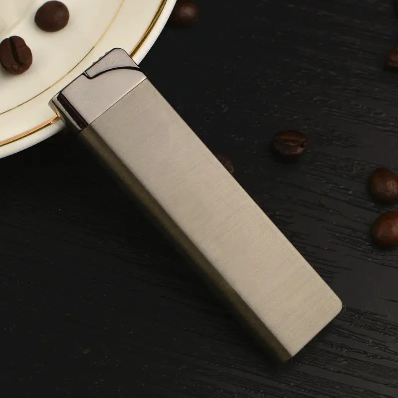 KY Gold Simple Design Green Flame Torch Lighter Mini Women Luxury Butane Gas Metal Creative Lighters