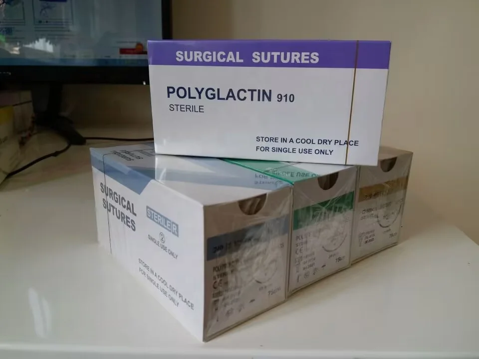 Hot selling Medical polyglactin 910 veterinary chromic catgut pgcl pdo absorbable surgical suture 75CM
