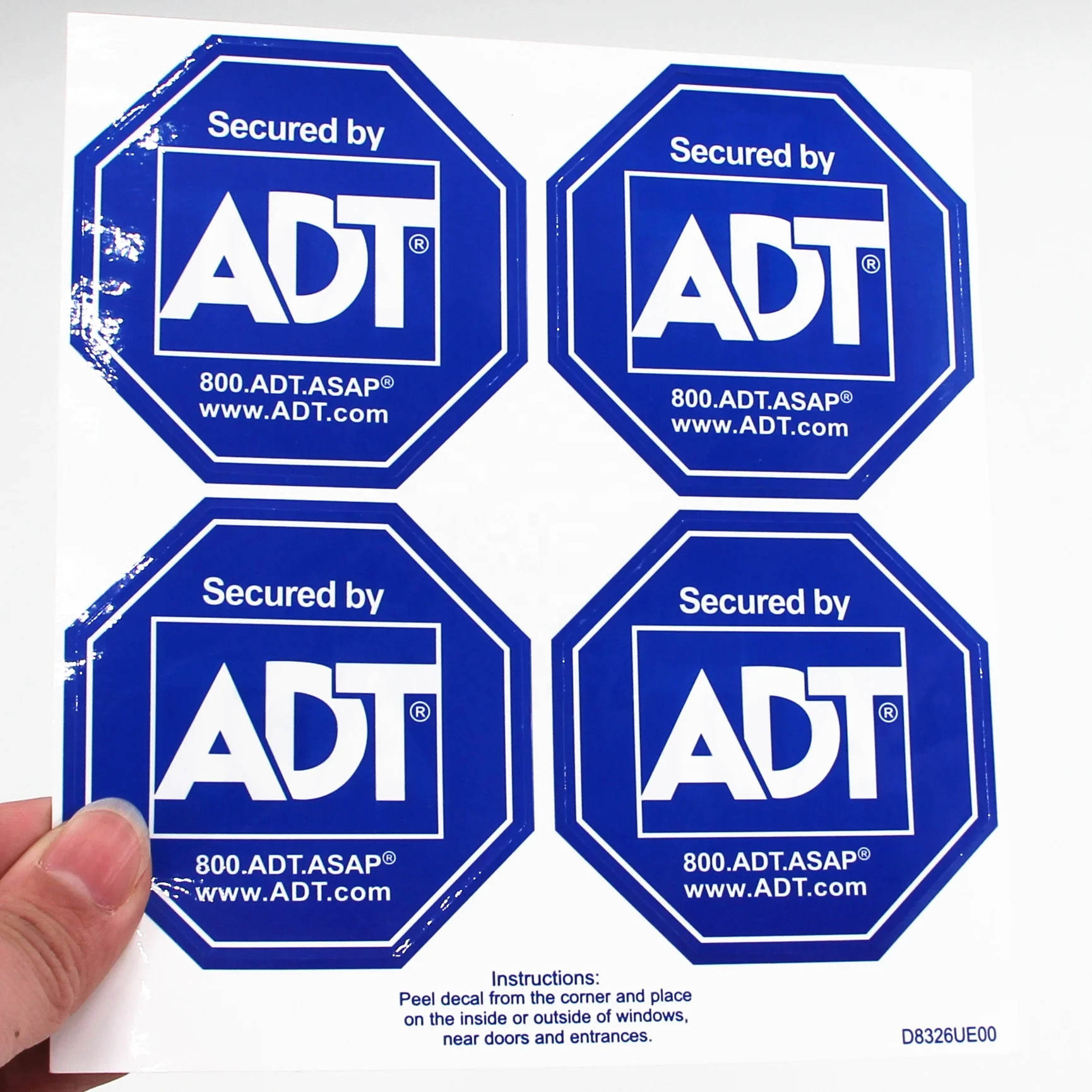 Customize Label Stickers Octagon Double Sided Printing Sticker for Window ADT Irregular Shape Labels Die Cutting Sticker
