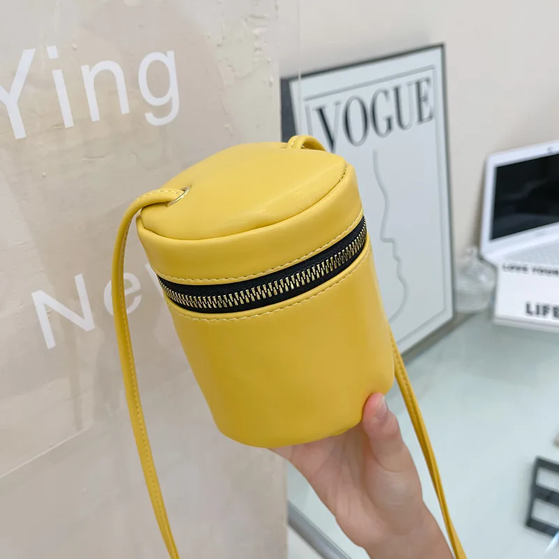 Candy Color Baby Girls Bucket Shoulder Bag Cute Children Coin Purse Handbags Pu Leather Princess Chain Small Crossbody Bags