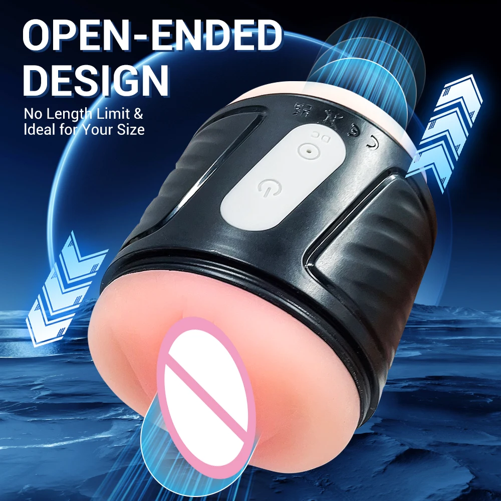 Body Safe Automatic Realistic Dual-Sleeve Vibrating Hand Free Pocket Pussy Vibrator Sex Toy Stroker