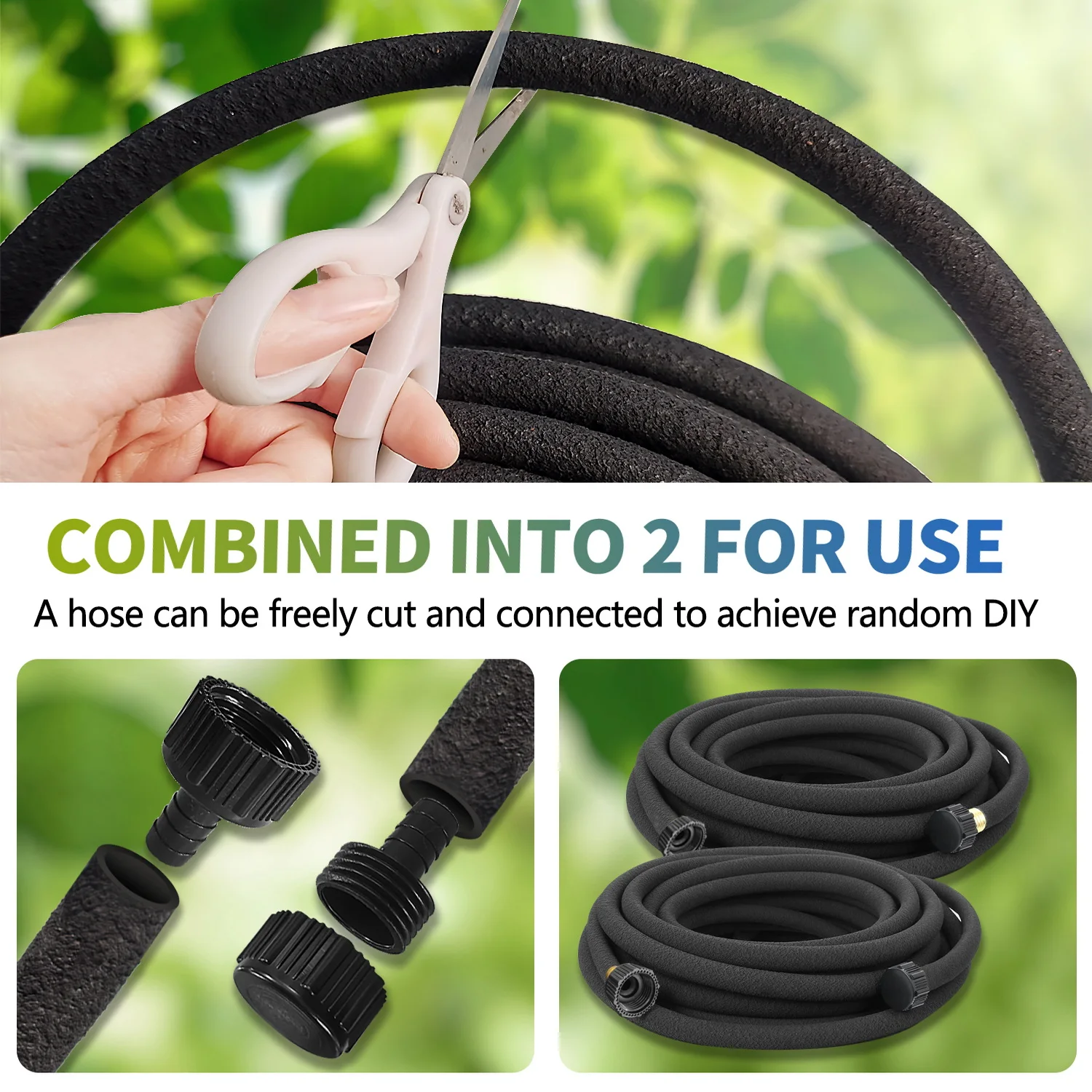 15ft-100ft Premium Soaker Garden Hose Durable Black Bulk Soft Plastic Heavy Duty Cleaning Spray Gun Garden Hose