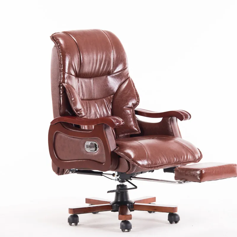 Boss Office Massage Chair Ergonomic Cowhide Chair With 7-Point Massage and Footrest