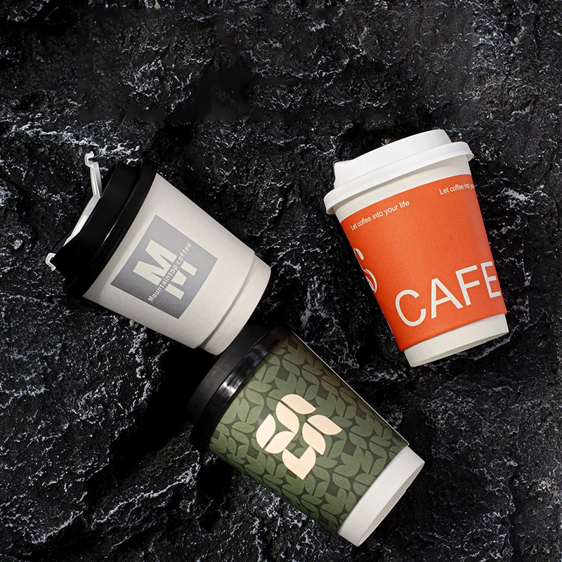 Hot Coffee Cup Thickened Thermal Insulation Milk Tea Cup Double Wall Hollow Paper Cup Thermal Insulation Commercial Custom logo