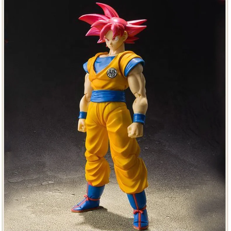 anime shf red hair goku action figure super saiyan movable pvc model doll