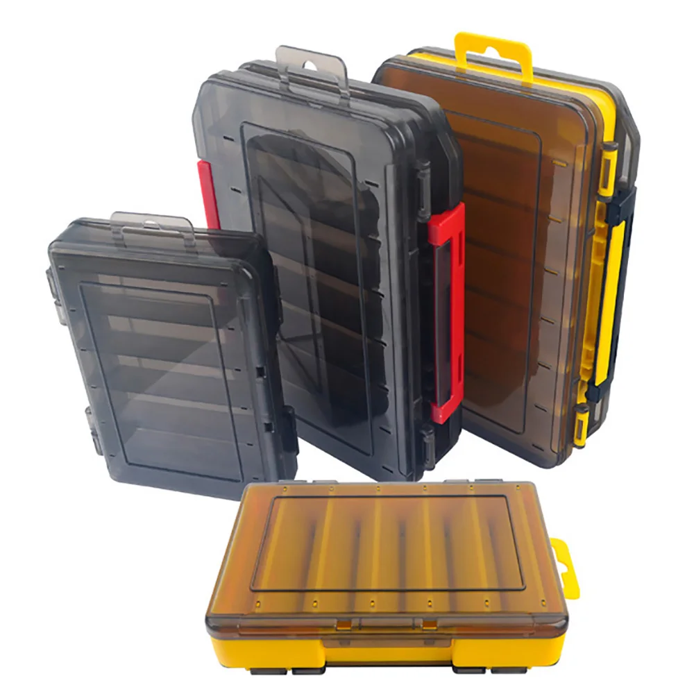 Double Sided 14/12 Compartments Fishing Tackle Boxes Fishing Lure Box Organizer Fishing Bait Tackle Storage Case