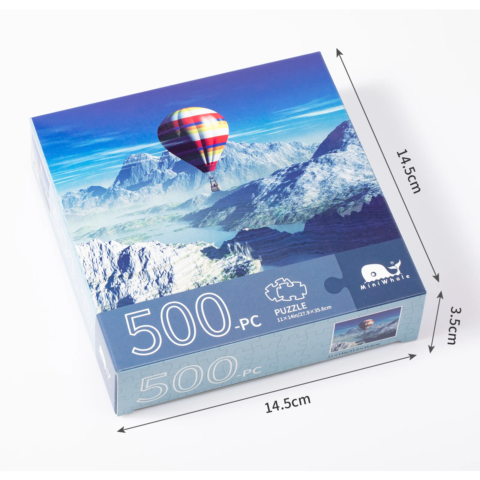 Miniwhale Free sample 500 pieces puzzle  OEM fire balloon mountain view jigsaw  puzzle eco friendly package