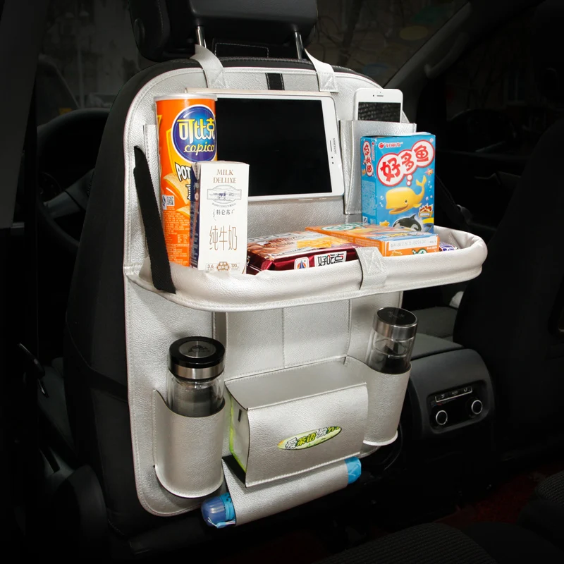 Auto Car Seat Back Storage Bag Organizer Car-styling Back Seat Protector Food Tray Table Tablet Holder Multi-function Bag