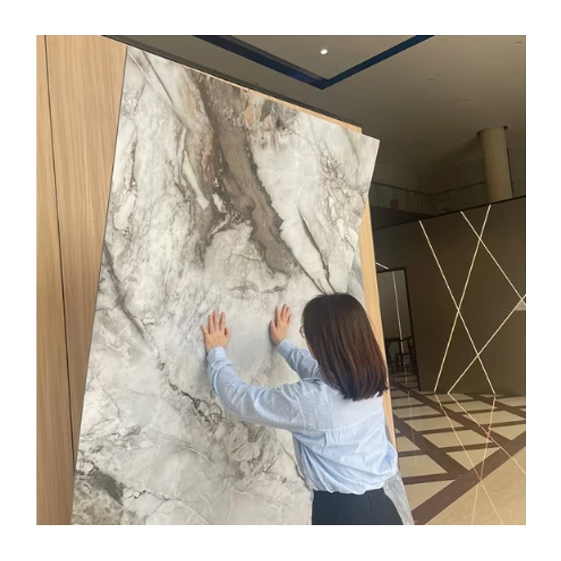 High Glossy Panel De Pared Demarmol Carbon Crystal Plate Marble Carbon Rock Board 3d Black Decorative Wall Panel