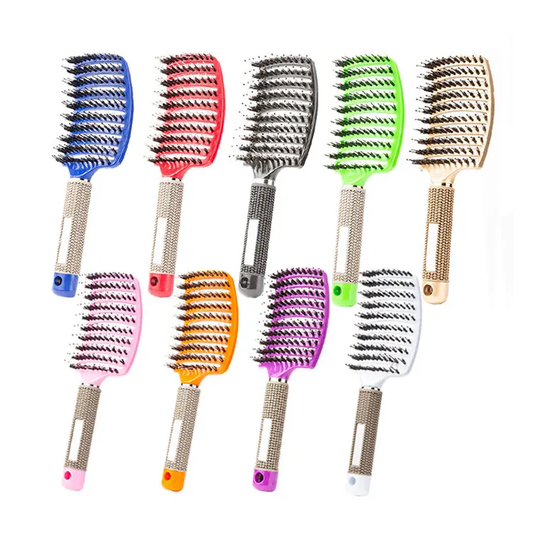 Women Hair Scalp Massage Comb Bristle Nylon  Curly detangling hair brush for Salon Hairdressing Tools