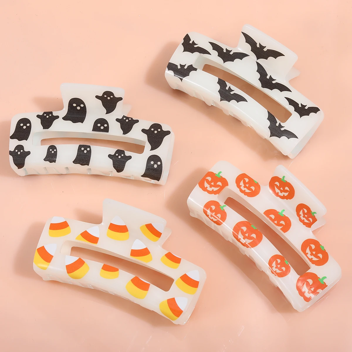 personalized custom halloween candy cute hair claws glow in the dark acetate hair claw clip