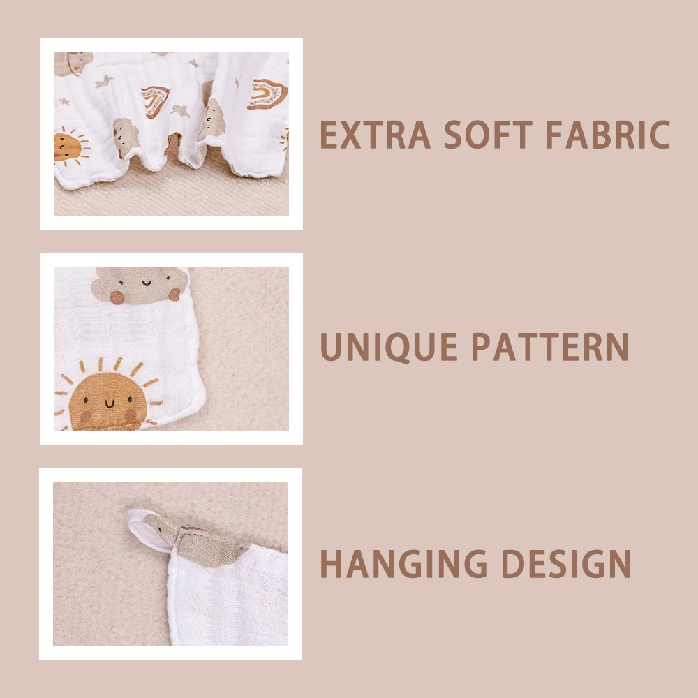 Square 29*29cm Hooded Bath Towel  Baby Muslin Towel Multi Purpose Cleaning Cloth Infant Burp Cloth