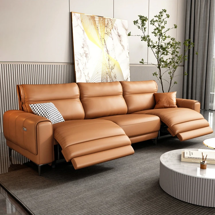 luxury sofa modular adjustable electric control slip recliner bed leather corner sofa