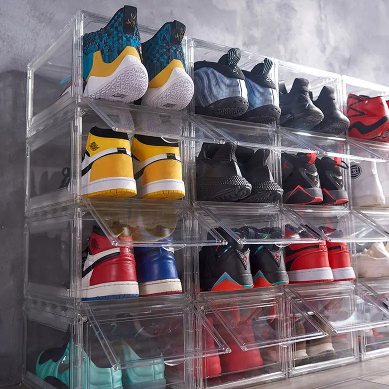 Durable Over The Door Shoes Storage Box Stacker Organizer Folding Shoe Box