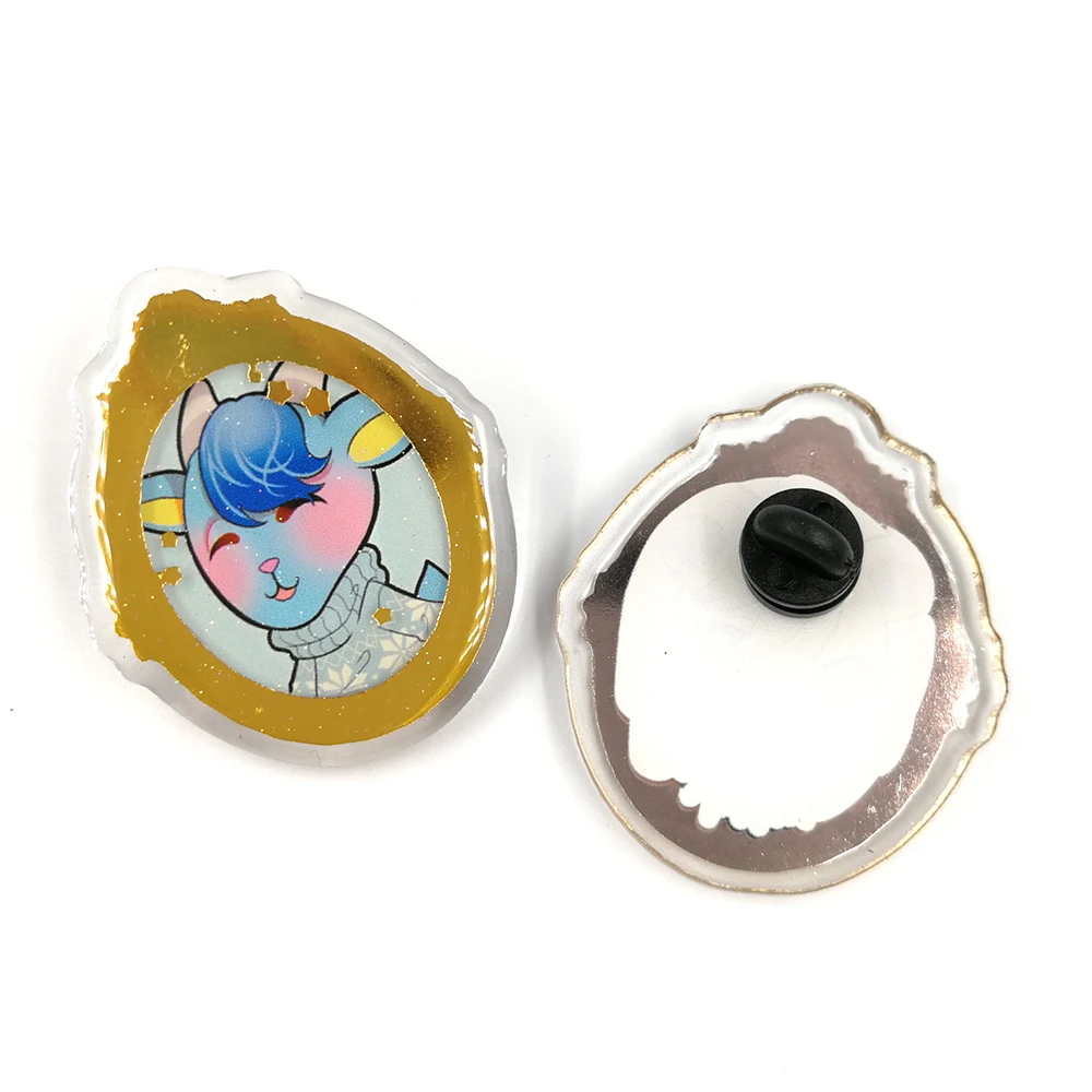 Acrylic Custom Epoxy Gold Foil Hot Stamping Plastic Transparent Pin