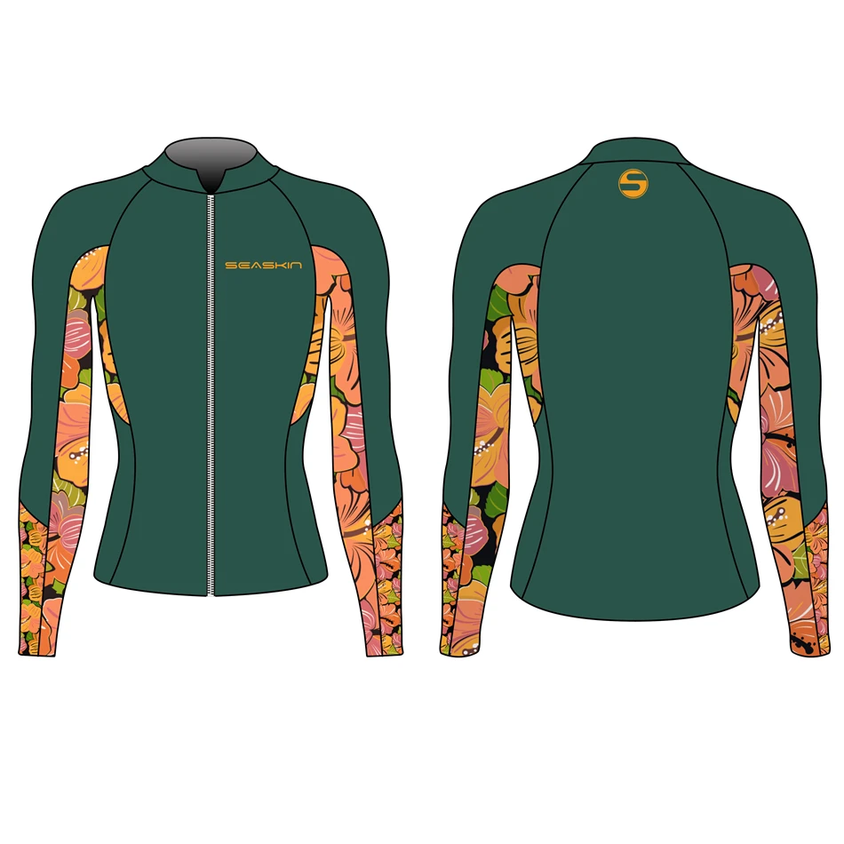 Seaskin 2mm 3mm Womens Surfing Jacket Chest Zip Wetsuit Super Stretch Material