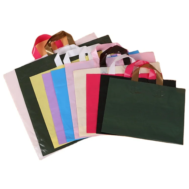 Custom logo printing HDPE plastic gift carry bag with handle