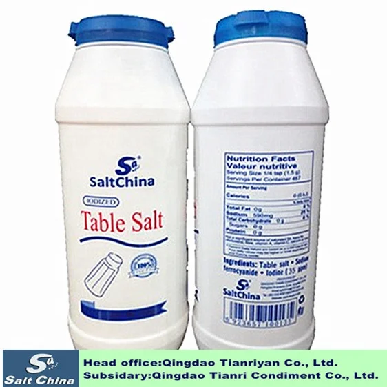 
Iodized salt with shaker top grade table salt PE bottle packing 