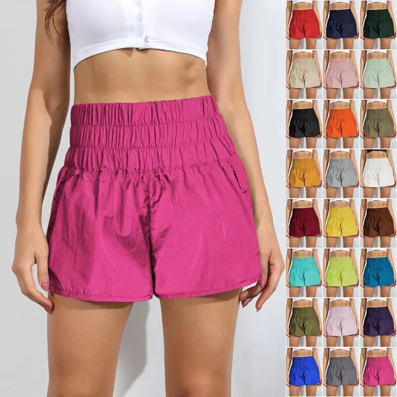 Running shorts 2 in 1 custom sports wear elastic high waist active yoga shorts for women