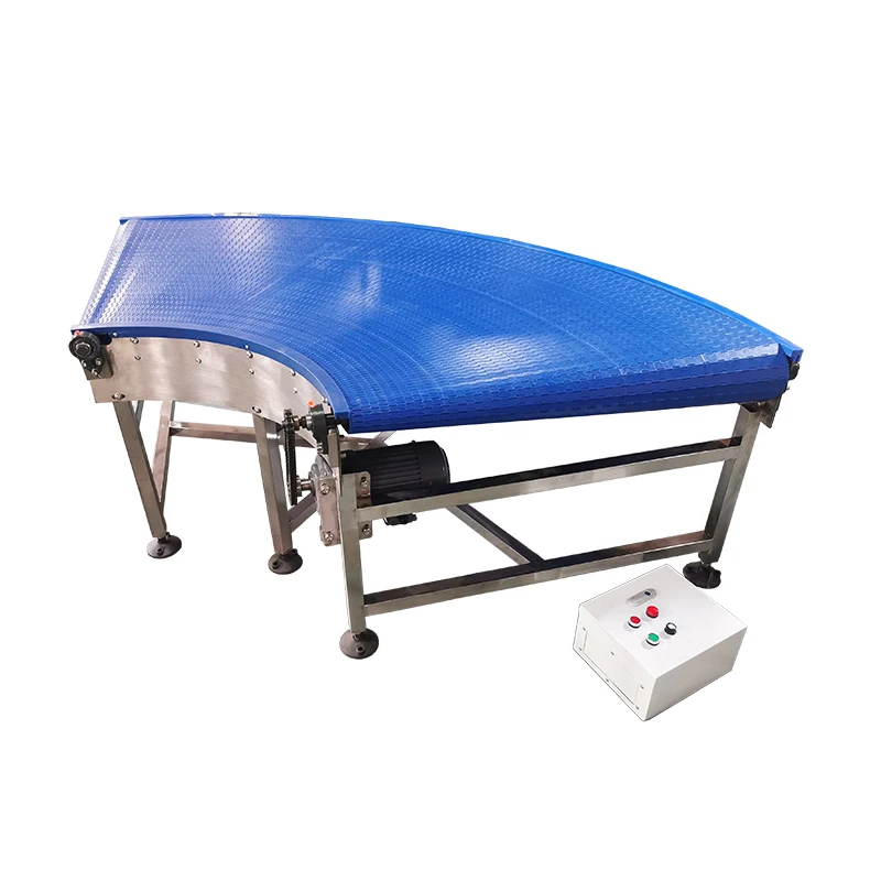 LHJ Chinese Manufacturer Factory Directly 90 Degree Turning Modular Belt Conveyor Curved Modular Belt Food Conveyor  Machine