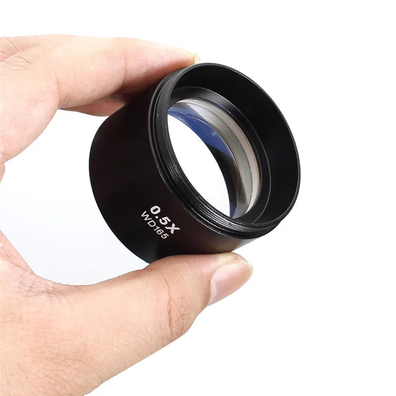 WD165 0.5X Stereo Microscope Auxiliary Objective Lens Barlow Lens with 1-7/8 Inch(M48Mm) Mounting Thread