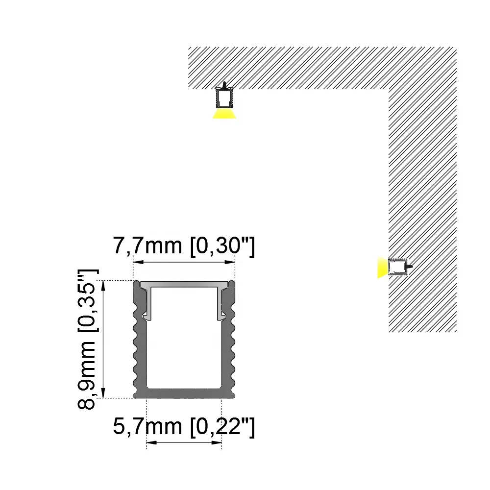 Customized Aluminum Alloy 6063 Surface Mounted Aluminum LED Profile For SMD LED Strip Light Aluminum Extrusion