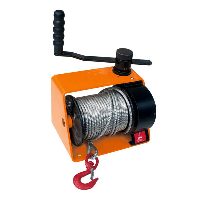 Self locking hand worm gear winch HUTZ 500 kg lifting towing rope winch hoist HWE50 HWE50A top wind small wire rope winch