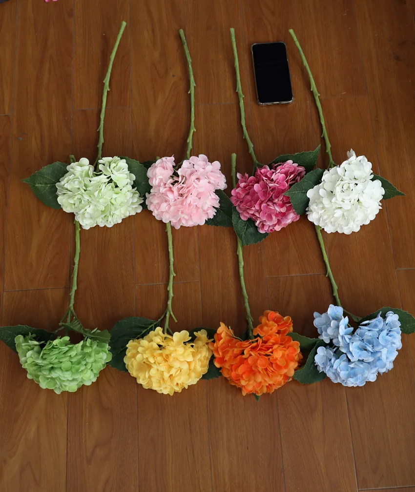 High Quality Artificial Latex Hydrangea Flower Real Touch For Party Hotel Wedding Table Decorative Flowers Blue White Pink