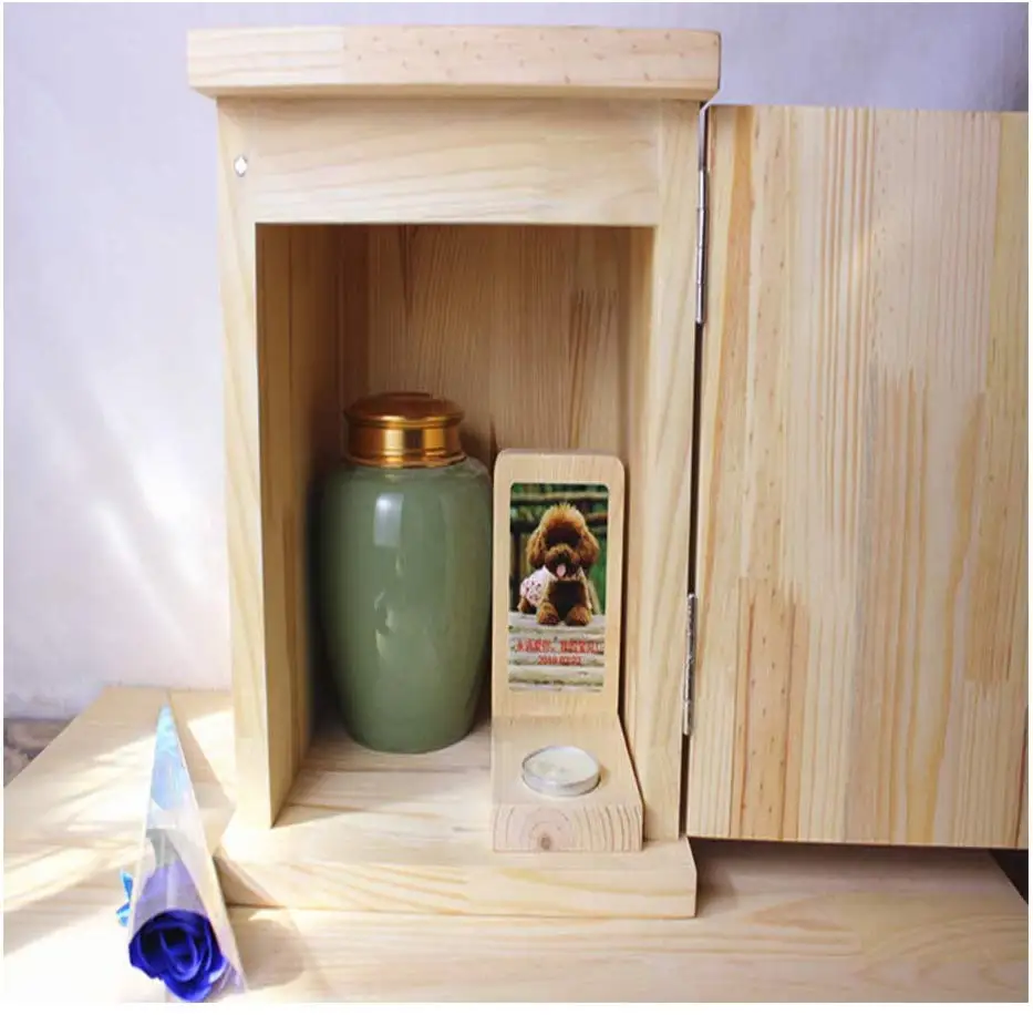 wholesale wooden urn wood pet cremation urn for pet ashes keepsake factory wooden urna box urna para mascotas with photo frame