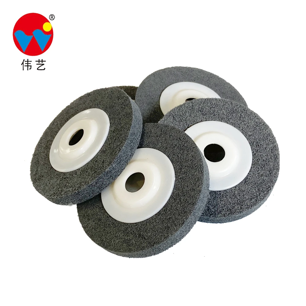 WEIYI Non Woven Abrasive disc Grinding Polishing Wheel For Stainless Steel,Furniture,Ceramics and Marble 4 Inch Black 7P