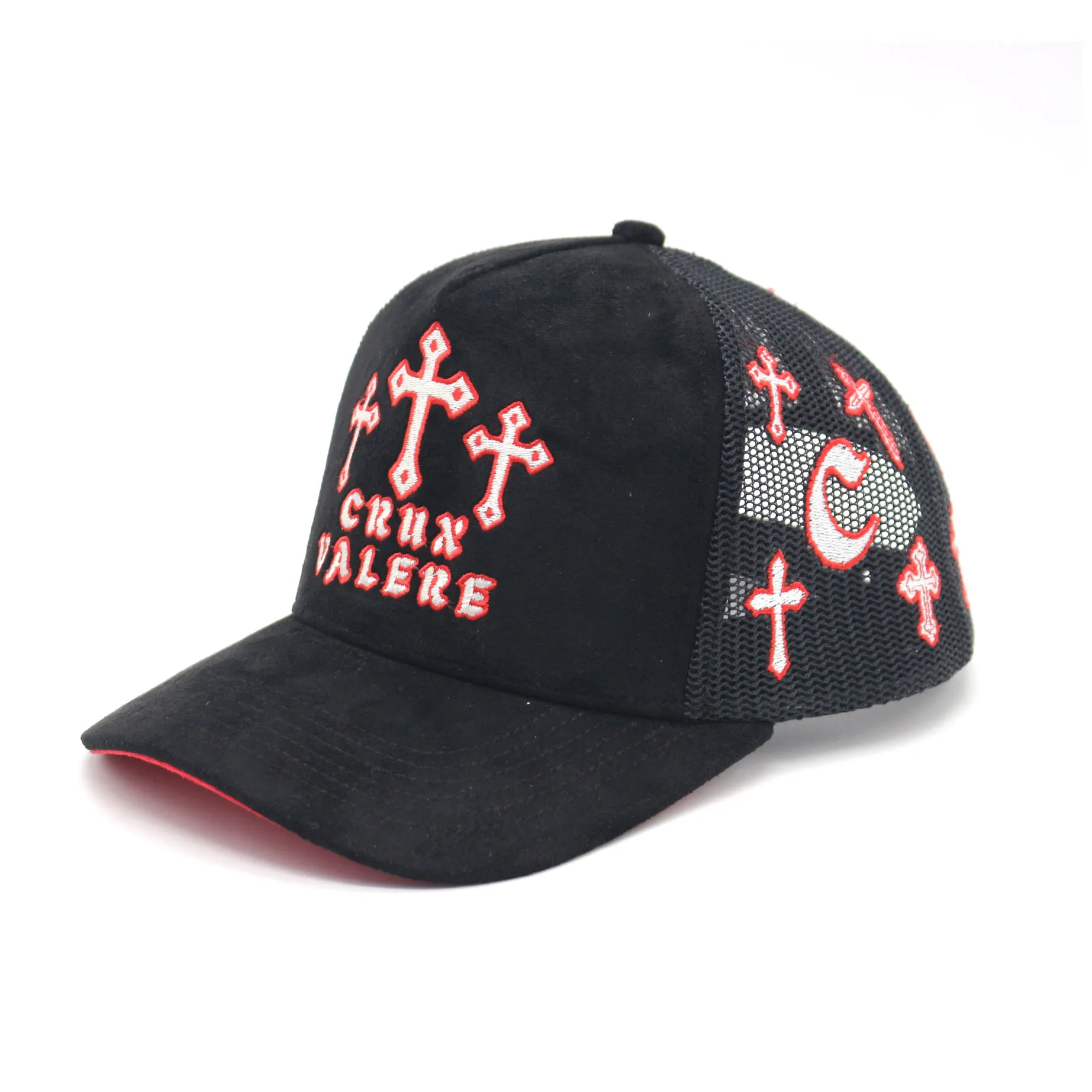 5 panel suede trucker hat with custom embroidery logo all cover hat factory price