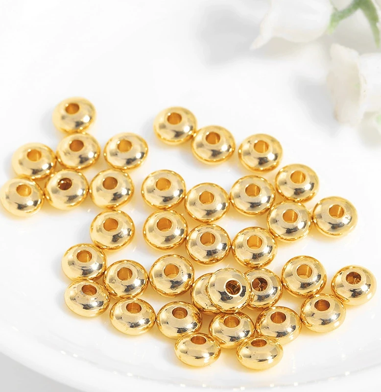 Обжимные бусины браслет для изготовления ювелирных изделий 18 карат золотое покрытие медные фиксированные фиксированный зажим плоские