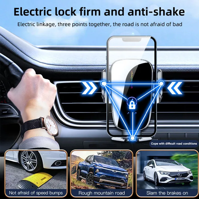 Hot Sell Car Holder 15w Wireless Charging Car Phone Holder Auto Sensor Car Phone Mount