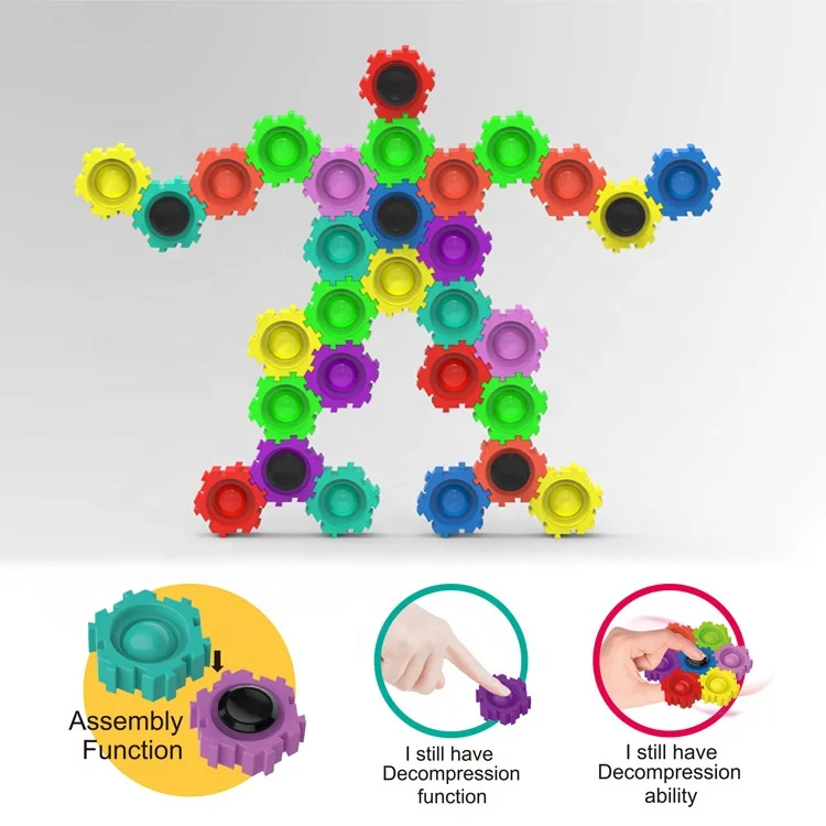 2022 Hot Selling Decompression Children Stress Relief Toys Colorfully Fingertip Gyroscope Pop Spin Blocks Fidget Toy