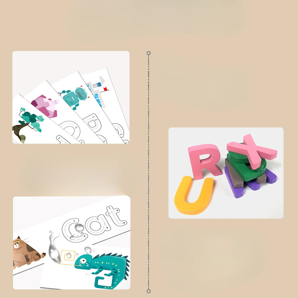 Wholesale Wooden Cartoon Animal Alphabet Spelling Toys Educational Puzzle Game for Kids English Practice Dropshipping