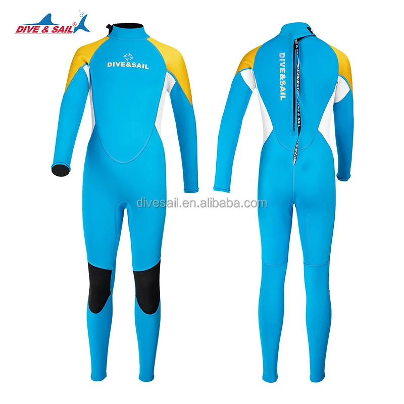 DIVE&SAIL kids Premium Custom 2.5mm yamamoto CR neoprene one piece freely diving back zipper fabric boys wetsuit