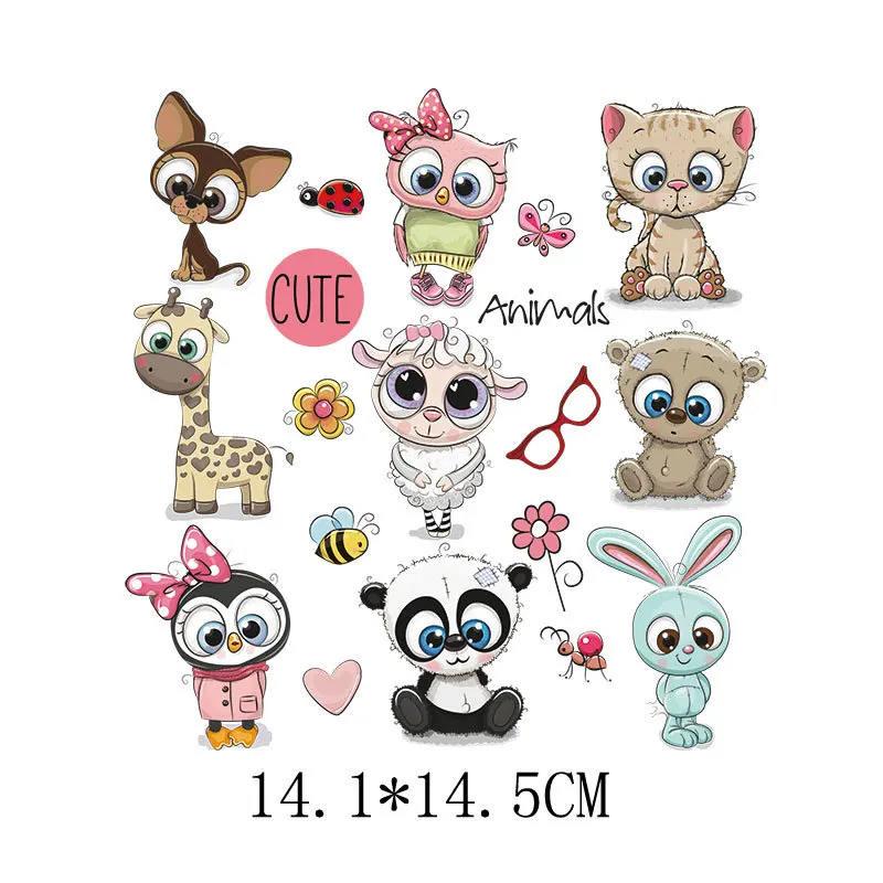 HUAMJ Customized LOGO Kids Cute Cartoon Animal Stickers Plastisol Ink Label Film Screen Print Heat Transfers For T-Shirts