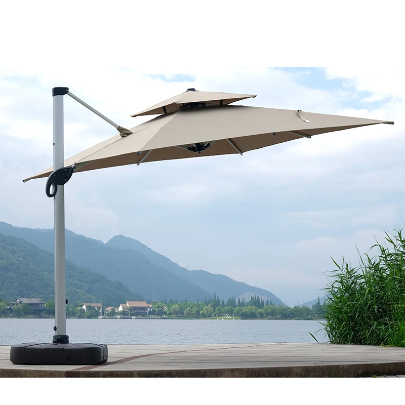 Glamping wholesale windproof used pool umbrella outdoor umbrella garden parasol patio umbrellas with led lights