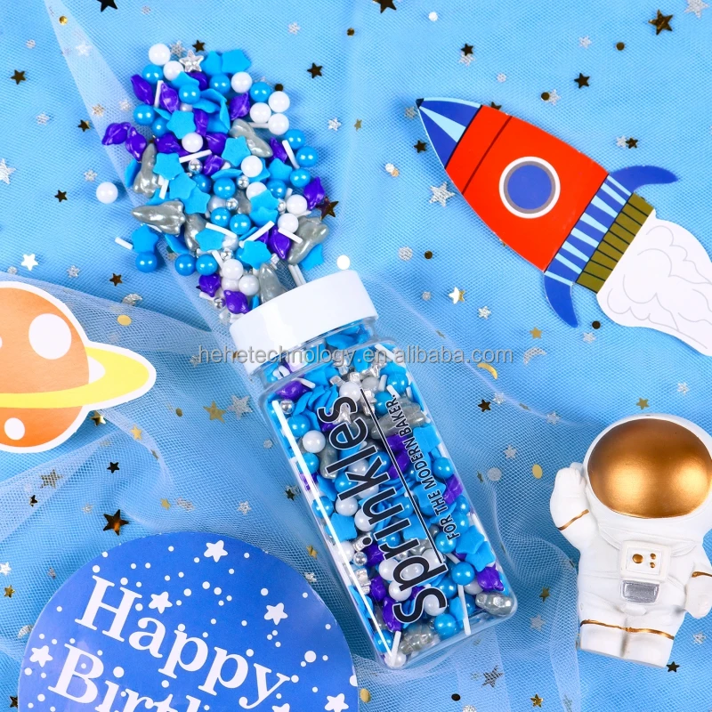 Galaxy Tour Cake Decorating Supplies Sprinkles Edibles Rockets Dark Purple Planet Candy Sprinkles Cake Decoration for Baking Art
