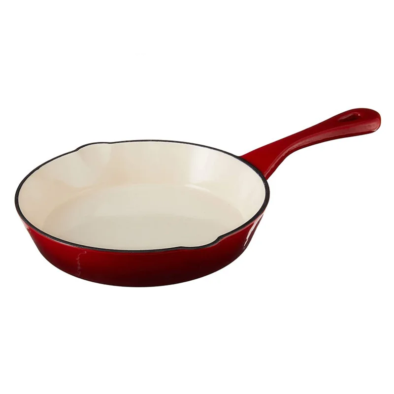 Hot Sale Nordic Design Enameled Cast Iron Frying Pan Sustainable Red Cast Iron Skillet with Non-Stick Feature for Kitchen Use