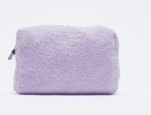 Eco friendly RPET terry cloth makeup bags sustainable towel cosmetic pouch for women