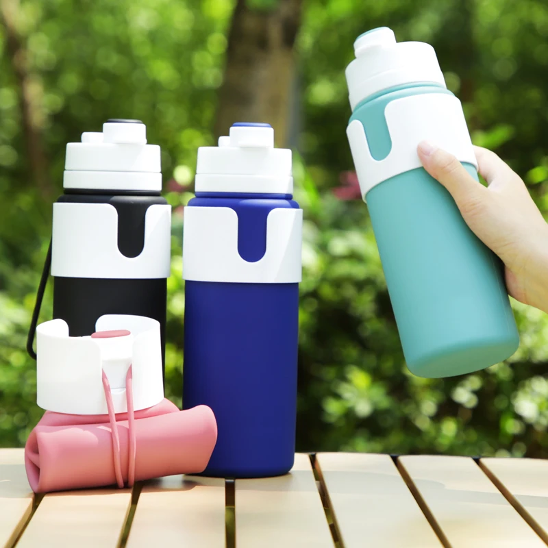 Custom Logo Acceptable Factory Odm Oem Gym Sport Reusable Drinking Bottle Squeeze Collapsible Leakproof Silicone Water Bottle