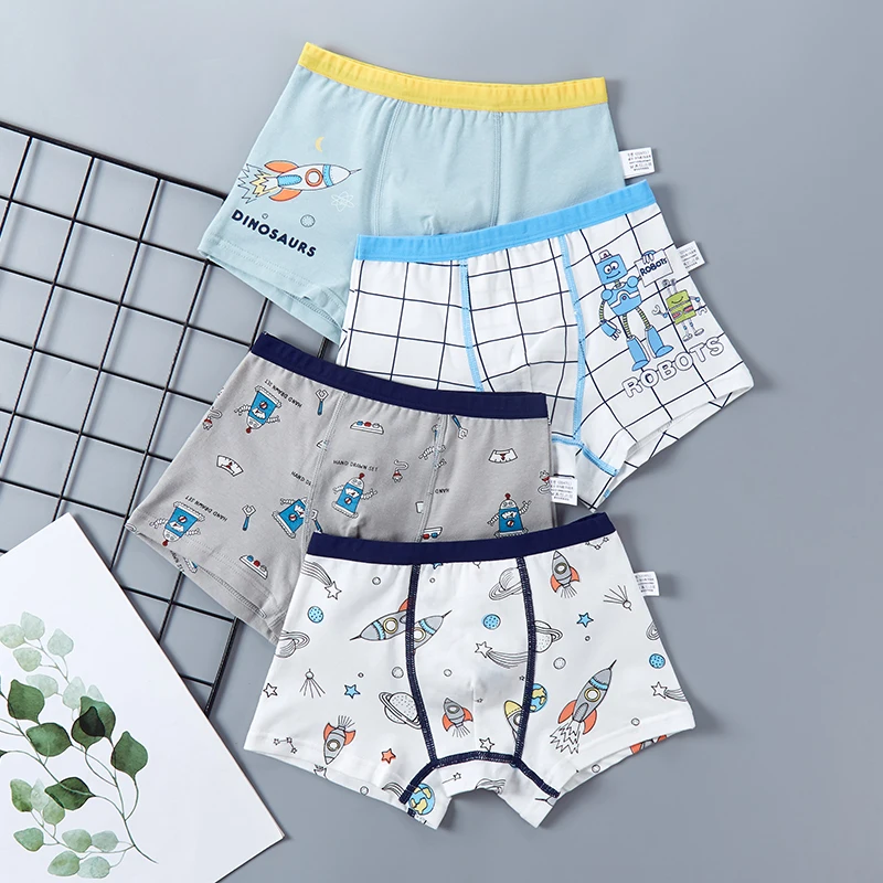 Multiple Combinations Soft Feeling 3 Pieces Breathable Cartoon Boy Kids Boxers Underwear