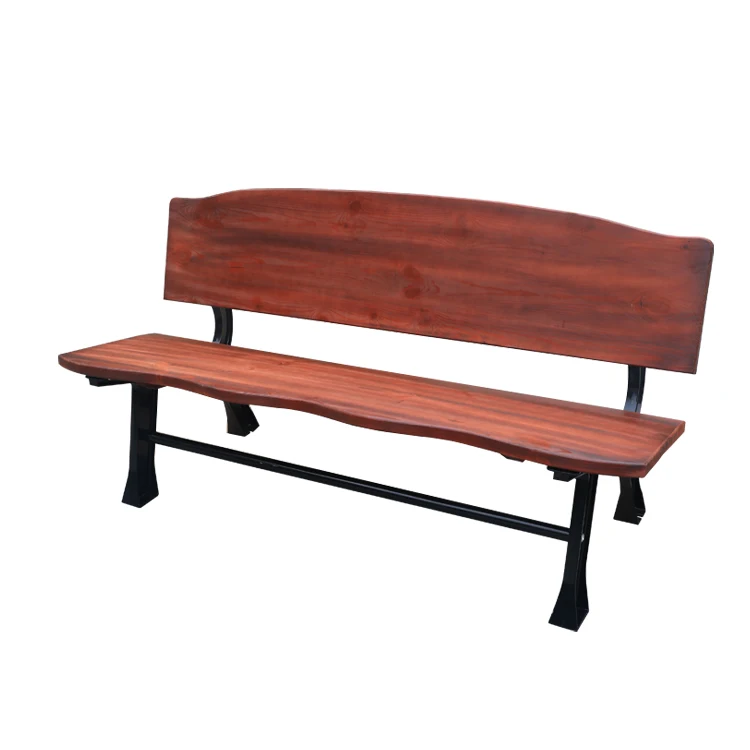 simple design antique solid wood public commercial picnic cast iron outdoor metal park wooden bench