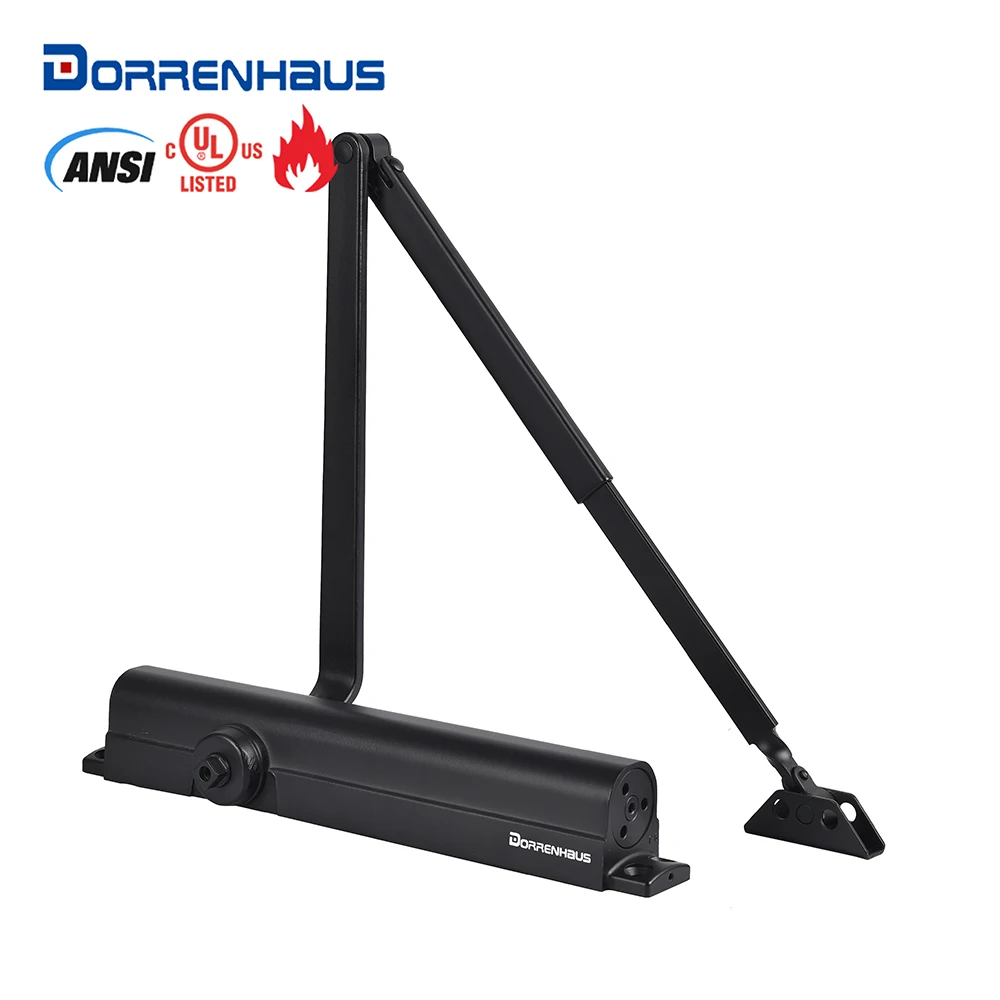 DORRENHAUS D8000 ANSI UL Black Aluminum Heavy Duty Hydraulic Automatic Commercial Door Closer For 20-150kg Door