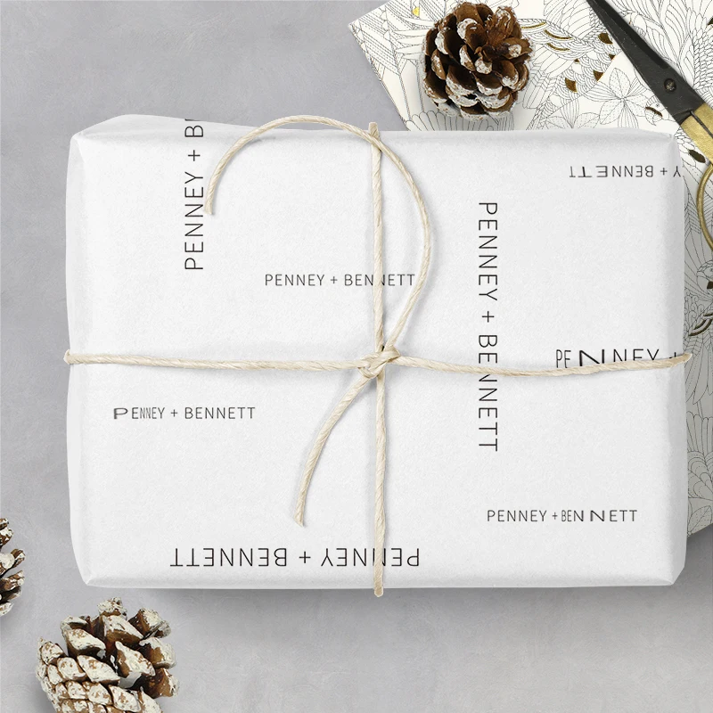 High Quality Factory Directly Supply Customized White And Black Tissue Paper With Silver Logo Small Business