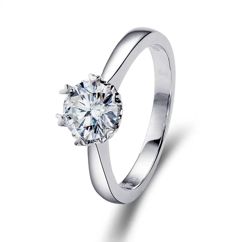 Ice crushed cut CZ Sterling Silver Engagement Ring 6.5mm Jewelry Supplier Plated Gold Holycome Jewelry Factory