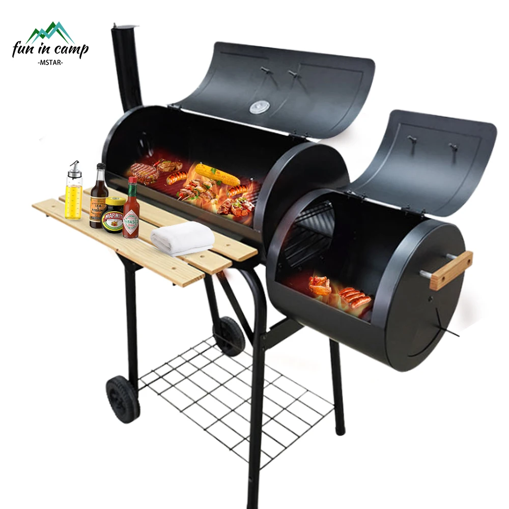 Heavy Duty Large Barrel Charcoal Bbq Smoker Grill