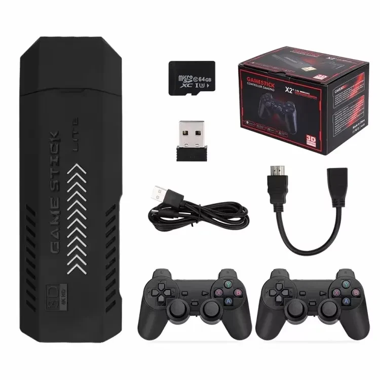 X2 Plus Wireless Console TV Dongle Built-in 40000 Game Box Android Retro Classic 3D Video Game Stick 4k GD10 Video Game Console